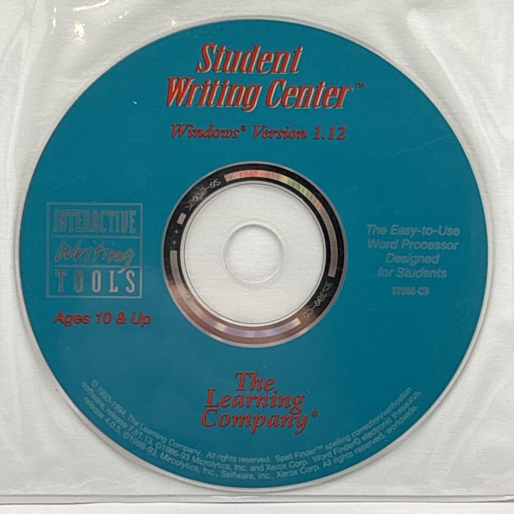 The Learning Company:‎ Student Writing Center - Windows Version 1.12 (CD, 1993)